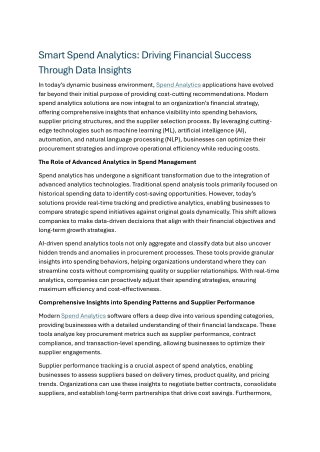 smart spend analytics driving financial success