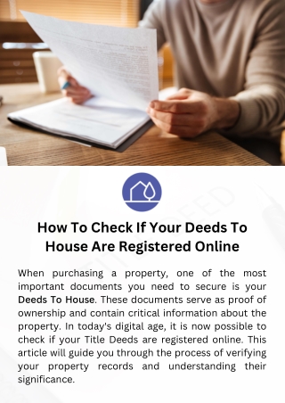 How To Check If Your Deeds To House Are Registered Online