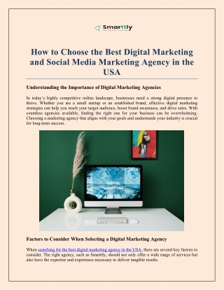How to Choose the Best Digital Marketing and Social Media Marketing Agency in th