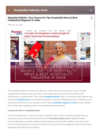 Negohtel Bulletin Your Source for Top Hospitality News & Best Hospitality Magazine in India