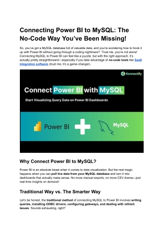connecting power bi to mysql the no code