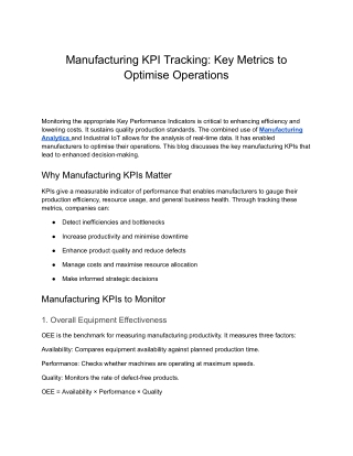 manufacturing kpi tracking key metrics