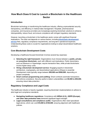 How Much Does It Cost to Launch a Blockchain in the Healthcare Sector