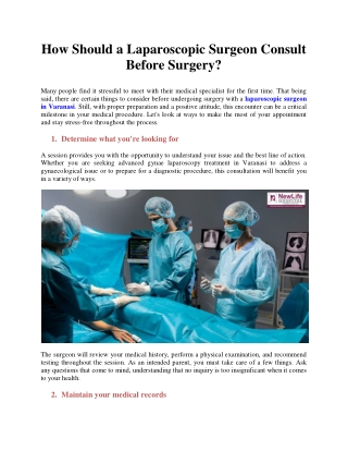 How Should a Laparoscopic Surgeon Consult Before Surgery?