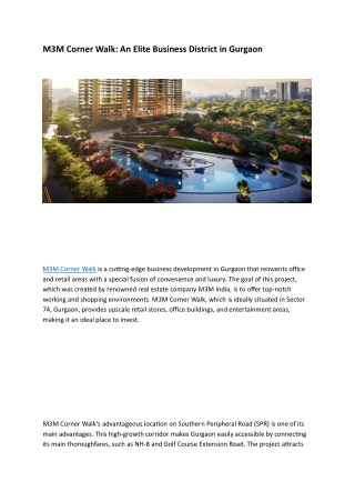 m3m corner walk an elite business district