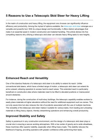 5 Reasons to Use a Telescopic Skid Steer for Heavy Lifting