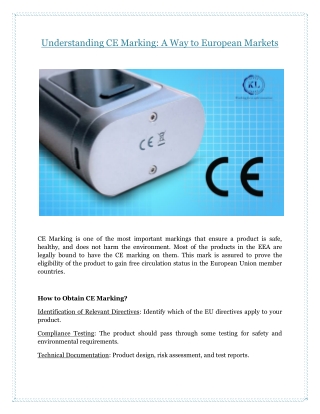 Understanding CE Marking: A Way to European Markets