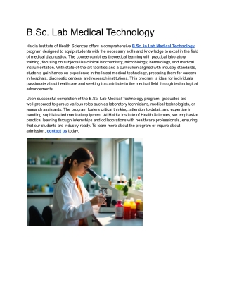 b sc lab medical technology