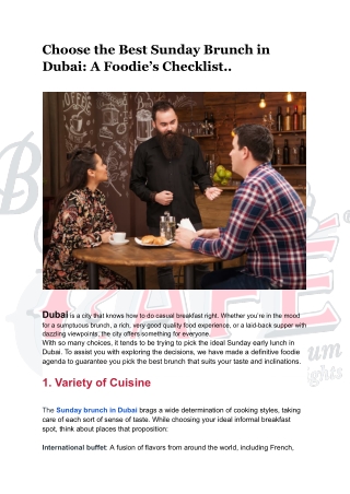 Choose the Best Sunday Brunch in Dubai_ A Foodie’s Checklist - By Belgian Beer Cafe