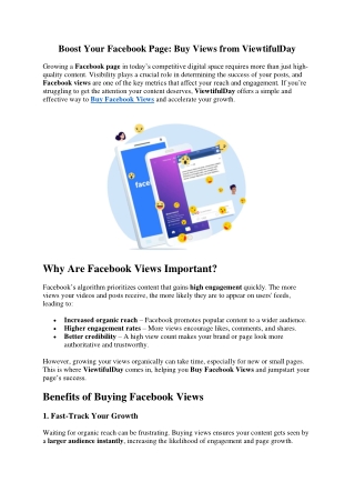 Boost Your Facebook Page Buy Views from ViewtifulDay