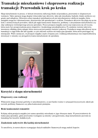 transakcje mieszkaniowe i ekspresowa realizacja