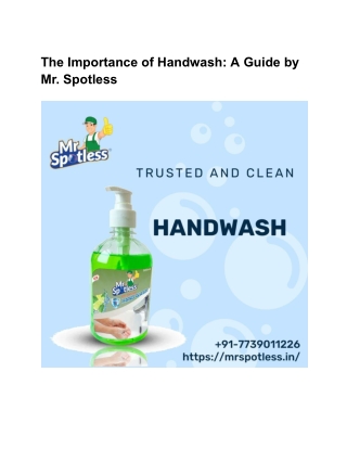 the importance of handwash a guide by mr spotless