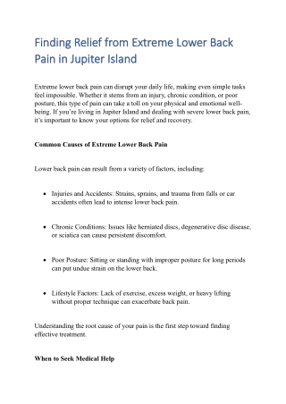 finding relief from extreme lower back finding