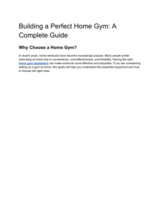 building a perfect home gym a complete guide