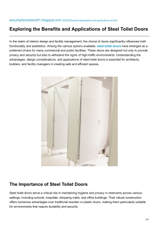 Exploring the Benefits and Applications of Steel Toilet Doors