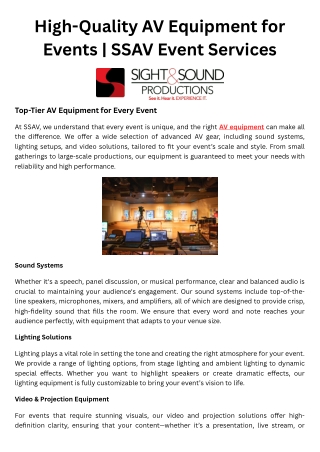 High-Quality AV Equipment for Events | SSAV Event Services