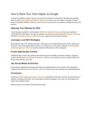How to Rank Your Clinic Higher on Google