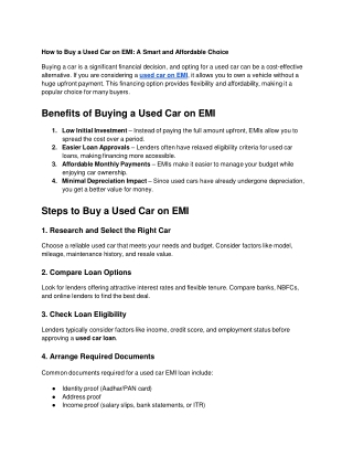 How to Buy a Used Car on EMI_ A Smart and Affordable Choice