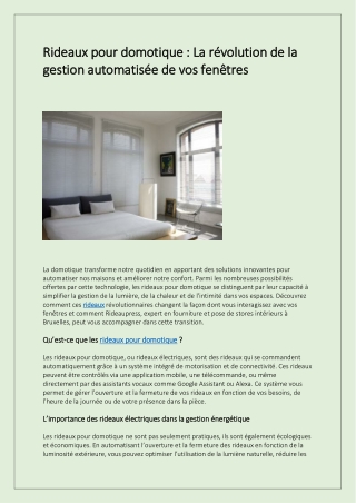 Rideaux pour domotique  La révolution de la gestion automatisée de vos fenêtres