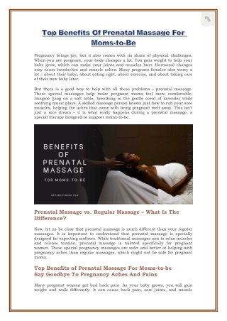 Top Benefits Of Prenatal Massage For Moms-to-Be
