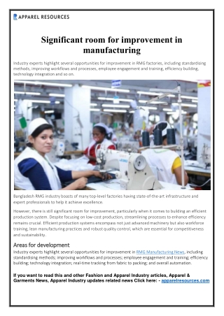 Significant room for improvement in manufacturing