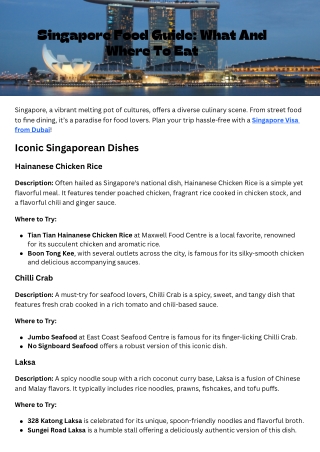 Singapore Food Guide What And Where To Eat