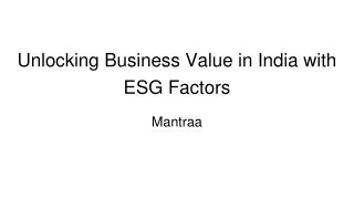Unlocking Business Value in India with ESG Factors