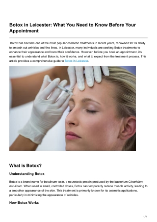 Botox in Leicester What You Need to Know Before Your Appointment