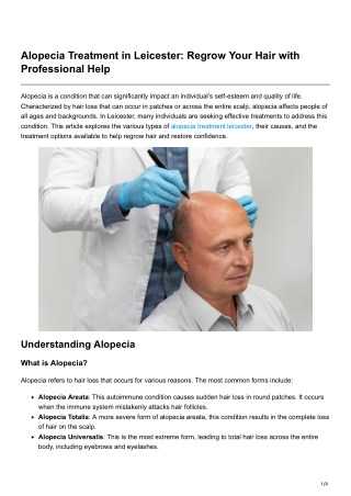Alopecia Treatment in Leicester Regrow Your Hair with Professional Help