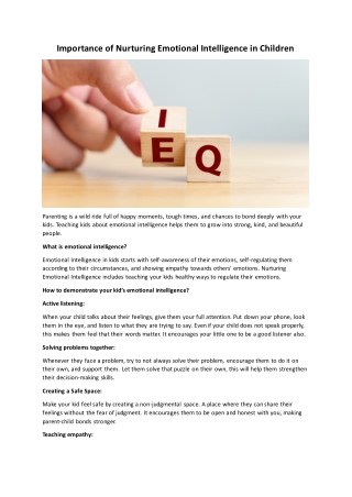 importance of nurturing emotional intelligence