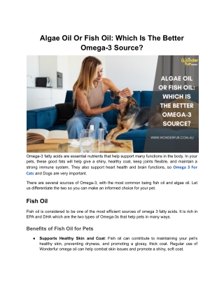 Algae Oil Or Fish Oil Which Is The Better Omega-3 Source