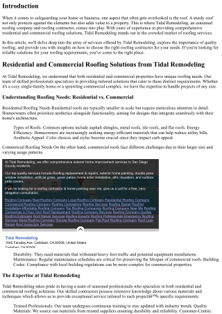 Residential and Commercial Roofing Solutions from Tidal Remodeling