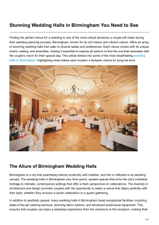 Stunning Wedding Halls in Birmingham You Need to See