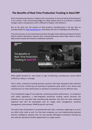The Benefits of Real-Time Production Tracking in Steel ERP