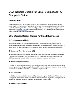 USA Website Design for Small Businesses-A Complete Guide