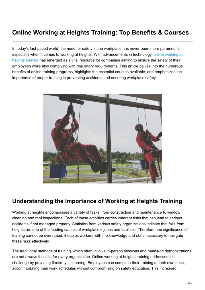 online working at heights training top benefits