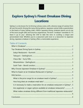 Explore Finest Omakase Dining Locations