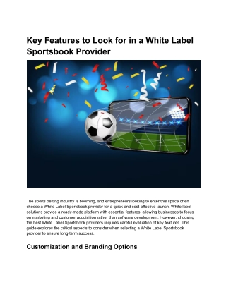 Key Features to Look for in a White Label Sportsbook Provider
