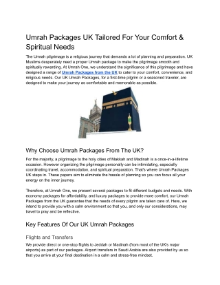 Umrah Packages UK Tailored For Your Comfort & Spiritual Needs