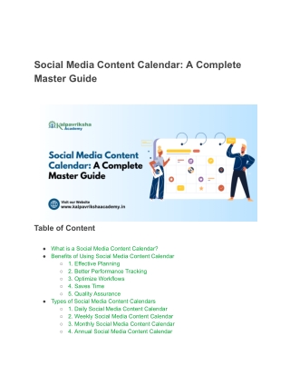 social media content calendar a complete master