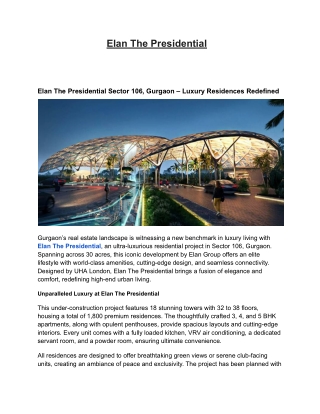 Elan The Presidential Resale & Investment Opportunities | Sector 106 Gurgaon