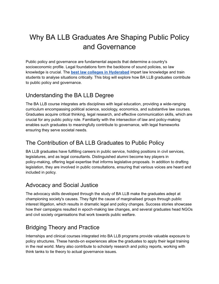 why ba llb graduates are shaping public policy