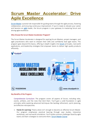 scrum master accelerator drive agile excellence