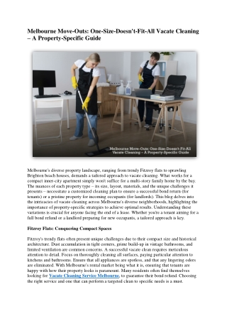 Melbourne Move-Outs  One-Size-Doesn't-Fit-All Vacate Cleaning – A Property-Specific Guide