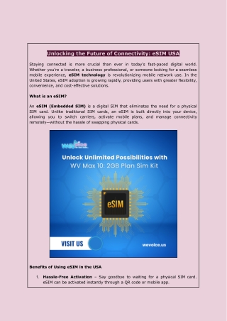 Unlocking the Future of Connectivity: eSIM USA