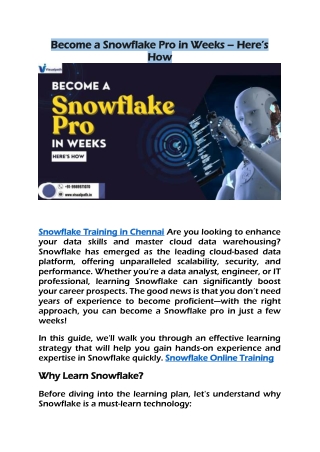 become a snowflake pro in weeks become