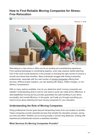 How to Find Reliable Moving Companies for Stress-Free Relocation