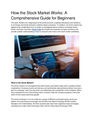 how the stock market works a comprehensive guide