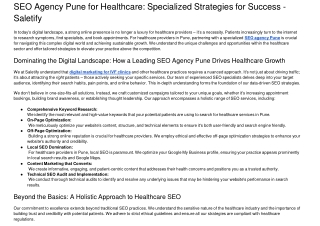 SEO Agency Pune for Healthcare: Specialized Strategies for Success - Saletify