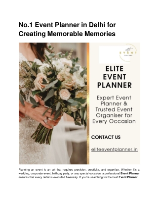No.1 Event Planner in Delhi for Creating Memorable Memories